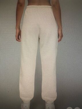 Jordan Cream Ribbed High-Rise Joggers